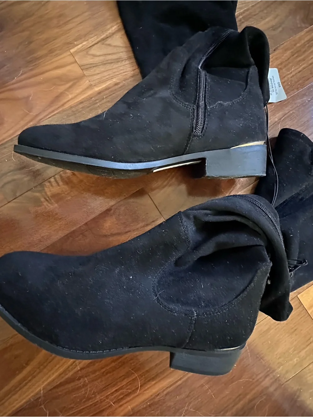 Women’s Black Suede Zip Over-the-Knee Boots Size 10